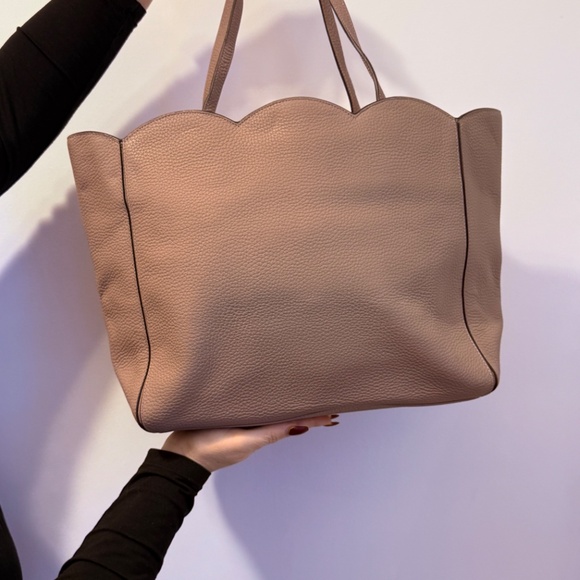 Kate Spade Blush Scalloped Leather Tote Bag Work Shoulder Bag - Picture 2 of 7